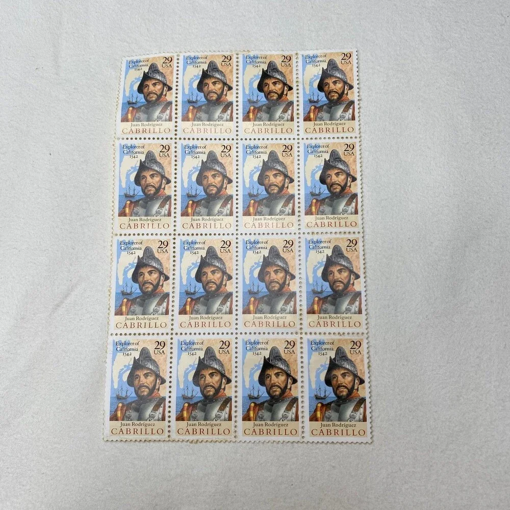 Juan Rodríguez Cabrillo 29¢ Stamps, 16 stamps